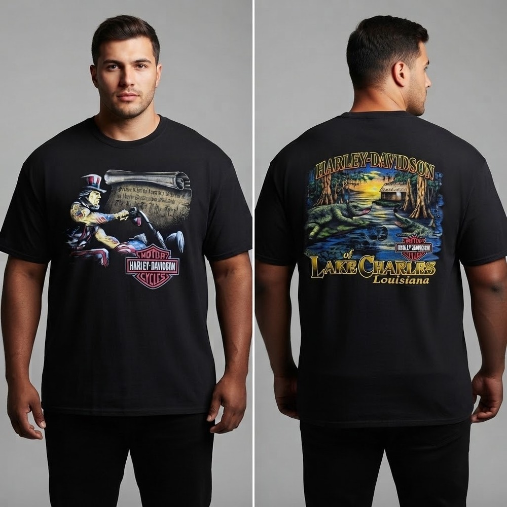 Harley-Davidson Lake Charles Louisiana Uncle Sam Graphic T-Shirt Black 2XL 2013